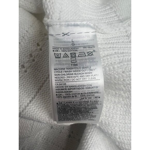 Old Navy Women’s White Sleeveless Knit Top Fringe Hem Crochet Style Size L - Picture 6 of 7